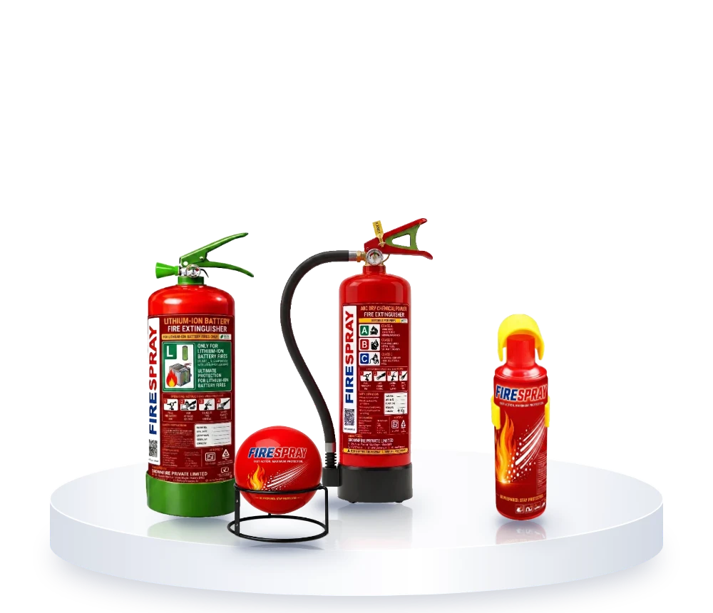 Portable fire extinguishers: FireSpray ABC 2 kg, lithium, car extinguisher and fire ball